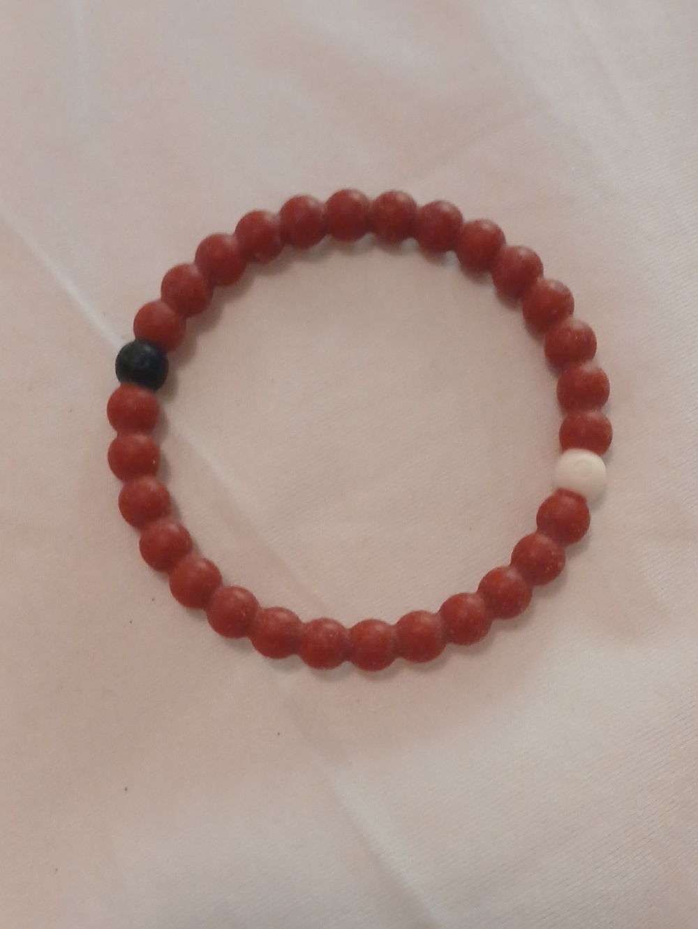 Lokai Red Beaded Bracelet with Black and White Accent Beads